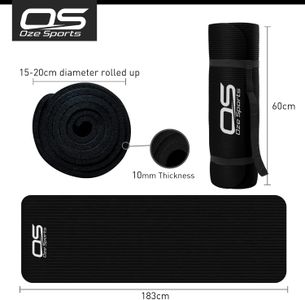 Extra Thick Yoga Mat – Black, Non-Slip Fitness Exercise Mat
