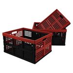 Obstnny 34 Quart Collapsible Storage Bins, Stackable Milk Crate, 3 Packs