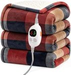 GOTCOZY Heated Blanket Electric Throw 60''X70''- Electric Throw Blanket with Extra Large Size 6 Heating Level & 9 Time Settings Heating Blanket, Machine Washable (Check RedBlack)