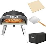 Mimiuo Outdoor Gas Fired Pizza Oven with UK Gas Regulator,Portable Classic G-Oven Black Coated, includes Pizza Stone & 12 inch x 14 inch Pizza Peel with Wooden Handle