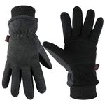 Winter Gloves Deerskin Leather Heated Lining Warm Fleece Thermal for Men and Women in Cold Weather (Large,Gray)