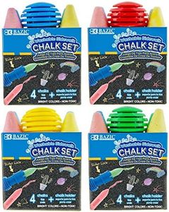 BAZIC Products Jumbo Sidewalk Chalks & Chalk Holders, 4 Colors Chalks with 1 Plastic Holder, Outdoor Fun Activity Art Coloring, Gift for Kids Children, 24-Packs