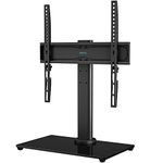 BONTEC Universal Swivel Table Top TV Stand for 26-55 LED OLED LCD Plasma Flat Curved Screens Height Adjustment Pedestal Glass Base Max. VESA 400x400mm up to 40KG