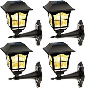 MAGGIFT 4 Pack Solar Wall Lantern Outdoor Wall Sconce 15 Lumens Solar Outdoor Christmas Led Light Fixture with Wall Mount Kit