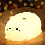 ZKLiLi Night Lights for Kids Room Birthday Gifts Kawaii Teen Night Lamp Rechargeable Toddler Baby Nursery Nightlight Portable Silicone Animal Kids Lamp (Cat-A)