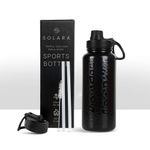 SOLARA Insulated Water Bottle 1 Litre, Hot Water Bottle, 1000ml Thermosteel Water Bottles for Travel, Home, Office, School, Gym, Adults, Water Bottle Hot and Cold, Sipper Bottle, Black Leopard
