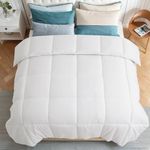 Wichvens Comforter Quilt Queen Size, All-Season Down Alternative Duvet Insert with Corner Tabs, Soft Microfiber Box Stitched Blanket for Kids, Teens, or Adults - White - （210 * 210cm）