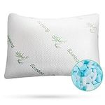 Bamboo Pillow-Foam Memory Sleeping Shredded Bed with Side Back Washable for Neck Side Sleeper(White, Queen Size)