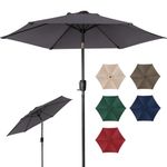 ZealWe Garden Parasol 2.3m Umbrella Outdoor Sun Shade with Tilt Crank Handle and 6 Ribs for Patio Beach Pool Lawn Backyard Deck, Grey