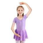 Bezioner Girls Ballet Dance Dress Purple Ballet Outfit Leotard with Skirt for Girls Kids (Purple,size 12-13Years)