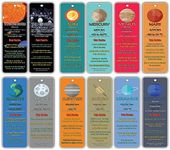 Creanoso Outer Space Planets Universe Fun Facts Bookmark Cards (60-Pack)- Astronomy Sun Venus Mars Earth Moon Jupiter Saturn - Astrophysics Party Favors - Teacher Classroom Incentive Giveaways