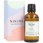 Nikura Tea Tree (Australian) Essential Oil - 50ml | 100% Pure Natural Oils | Perfect for Skin, Aromatherapy, Diffusers, Humidifier, Bath | Great for Self Care, Massage, Hair | Vegan & UK Made