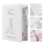 AW BRIDAL Best Engagement Gifts For Her Bride To Be Gifts∣Future Mrs Leather Wedding Planner Book And Organizer For The Bride Wedding Planning Notebook Budget Planner Binder, 140 Pages, White