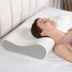 IDITRI EXPORT Cervical Contour Memory Foam Pillow for Sleeping,Orthopedic Pillow for Neck Pain, Support for Back,Stomach,Side Sleepers, with Breathable Zip Cover (19X12X4INCH) (Grey)