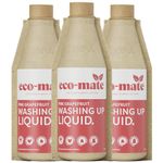 Eco-Mate - Pink Grapefruit Washing Up Liquid - 500ml (Pack of 3) - Eco Friendly - 100% Plant-Based Biodegradable Dish Washing Liquid - Suitable For Sensitive Skin - Natural Ingredients - Zesty Scent