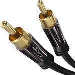 KabelDirekt – 6ft Short – RCA/Phono subwoofer Lead Cable, 1 to 1 RCA/Phono, Audio/Digital/Video (Coax Cable, RCA/Phono Male/Male Plugs, for amps/Hi-Fis, Audio Signals/Composite Video, 75 ohm, Black)