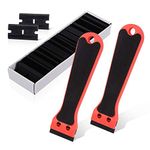 Ehdis 2 pcs Plastic Scraper with 100 Plastic Razor Blade, 6inch Long Handle with EVA Foam, Adhesive Remover, Sticker Remover, for Remove Label, Glue, Sticky Stuff, Decal, Red