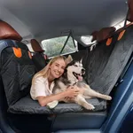 Roilpet Back Seat Extender for Dogs, Waterproof Dog Seat Cover with Hard Bottom for Backseat, Pet Car Camping Bed with Mesh Window, Non-Slip Dog Hammock for Car Truck SUV, Navy