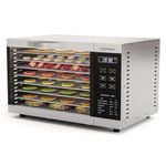 COSTWAY 8 Tray Food Dehydrator, Stainless Steel Fruit Dryer 620W with Removable Trays, 30℃-70℃ Temperature Control, 24 H Timer, Touch Panel & Overload Protection, BPA-Free Meat Drying Machine