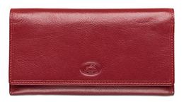 Mancini Equestrian2 Top Grain Leather RFID Secure Trifold Checkbook Wallet, Red