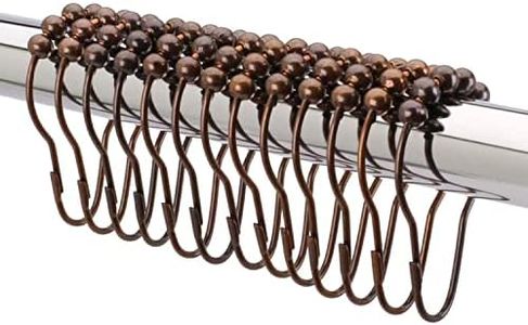 2lbDepot Shower Curtain Rings Hooks - Oil Rubbed Bronze Finish - Premium 18/8 Stainless Steel - Locking Rings with Easy Glide Rollers - Five Finishes Available - Set of 12 for Shower Rods