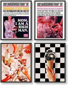 GIFTSFARM Vintage Funky Disco Ball Champagne Poster for Room Aesthetic, Funny Hot Girl Quotes Wall Art, Retro Preppy Room Decor for Bedroom Bathroom, Wall Decor (Set of 4, Unframed)