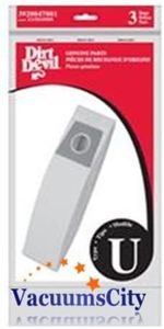 Dirt Devil Dirt Devil 3920047001 bolsas para aspiradora vertical tipo U, 3 unidades