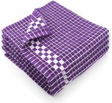 (4, Purple) - Fecido Classic Dark Kitchen Dish Towels with Hanging Loop - Heavy Duty Absorbent Dish Clothes - European Made 100% Cotton Tea Towels - Set of 4, Purple