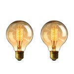 G80 Edison Screw Bulb 60w - Pack of 2 Dimmable Vintage Light Bulbs E27 Screw, Decorative Spiral Filament Bulbs Soft Warm White