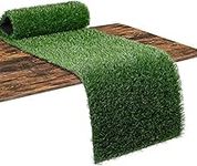 KAHEIGN Artificial Grass Table Runner, 36CM x 122CM Faux Grass Table Cloth Easter Fake Grass Tabletop Mat for Football Theme Wedding Birthday Banquet Garden Party Decoration