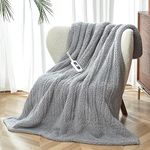 SNUGSUN Heated Throw Blanket Double Sided Sherpa, Soft Heating Electric Blanket for Bed, Automatic Safety System, 6 Heating Levels & 4 Hours Auto-Off, 50"x60" Arctic Grey