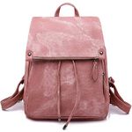 Everfunny Women Backpack Waterproof Anti-theft Lightweight PU Fashion Leather Nylon School Shoulder Bag Travel Cute Backpack Girls Ladies(Pink)