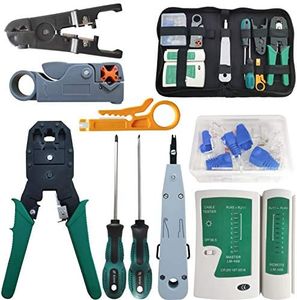 Network Tool Repair Kit, YEESON Ethernet LAN Network Cable Tester Computer Maintenance Coax Crimper Tool for RJ-45/11/12 Cat5/5e with Connector Accessories