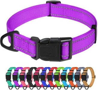 TagME Reflective Nylon Dog Collars, Adjustable Classic Dog Collar with Quick Release Buckle for Medium Dogs, Purple, 1.0" Width