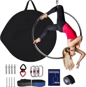 Murago Aerial Lyra Hoop Kit 90cm, 32mm Thickness, 460 LBS Max Load, Aerial Yoga Equipment Set with Hardware Kit for Yoga Dance & Aerial Fitness