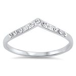 Chevron Pointed Arrow White CZ Promise Ring .925 Sterling Silver Band Size 7