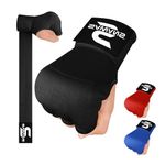 SAWANS Boxing Hand Wraps Inner Gloves for Hand Protection Long Wrist Straps Elasticated, Padded Martial Arts Combat Gloves Punching Bag Training Gel Mitts Muay Thai MMA (S/M, Black)