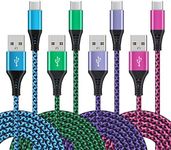 4Pack 6ft Fast USB Type C Cable Phone Charger Charging Cord for iPhone 16, 16 Pro Max, 16 Pro, 16 Plus, LG Stylo 4 5 6, LG G5 G6 G7 G8 G8X V20 V30 V40 V50 ThinQ, LG Velvet 5G, Wing 5G, LG K51 K52 K61