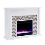 Southern Enterprises Hebbington Fireplace, White/Gray