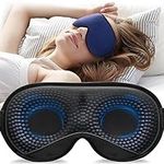 YFONG Weighted Sleep Mask, Women Men 3D Eye Mask Blocking Lights Sleeping Mask (4.2oz/120g), Pressure Relief Night Sleep Eye Mask with Adjustable Strap, Eye Cover Blindfold for Travel Nap Yoga, Blue