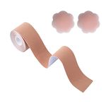 Kibon Boob Tape, Bob Tape, Breathable Bob Tape with 2pcs Reusable Nipple Covers Pink