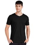 Jockey Men's Regular Fit V Neck Half Sleeved T-Shirt 2726_Black_M