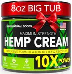 Hemp Cream Maximum Strength (8 oz) Hemp Oil & Arnica, Soothes Discomfort on Joint Muscle Shoulder Hip Neck Knee & Back Support, All Natural Relief Cream Made in USA, Instant Lotion Menthol Rub