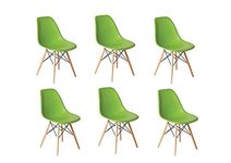 Inspirer Studio® Set of 6 New 17 inch SeatDepth Eiffel Style Side Chair with Natural Wood Legs Dining Room Chair Lounge Chair (Green)