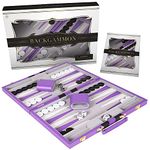 Backgammon Set 11 inch, Small - Classic Board Game for Adults and Kids with Premium Leather Case - Includes Strategy & Tip Guide (Purple)