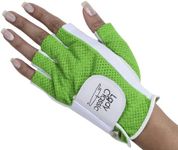 Lady Classic Copper Tech Cabretta Womens Solar Half 1/2 Finger Copper Infused Technology Golf Glove - Left Hand, Green & White, Small (CLH01WTGR)