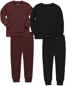Vaenait Kids Long Sleeve Sleepwear Pajamas 2pcs Set Modal Brown+Black JS
