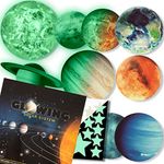 Glow in the dark Stars and Planets Solar System Wall Stickers, Outer Space Wall Decals Galaxy Peel Stick Ceiling Stars Glow In the Dark Stickers Kids Bedroom Christmas Birthday Gift for Girls and Boys