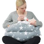 Chilling Home Nursing Pillow, Breastfeeding Pillow Maternity Pillow Pregnancy Pillow for Sleeping with Cotton Cover, Adjustable Waist Strap and Safety Fence Baby Feeding Pillow