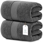 White Classic Luxury Large Bath Towels Set of 2, 89 x 178 Cm Oversized Bath Sheets, Hotel Quality Thick Bath Towels Extra Large Sized, 2 Pack High Absorbent XL Bath Towels for Adults, Shadow Grey